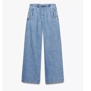 Zara Light Blue Denim Drawstring Pants